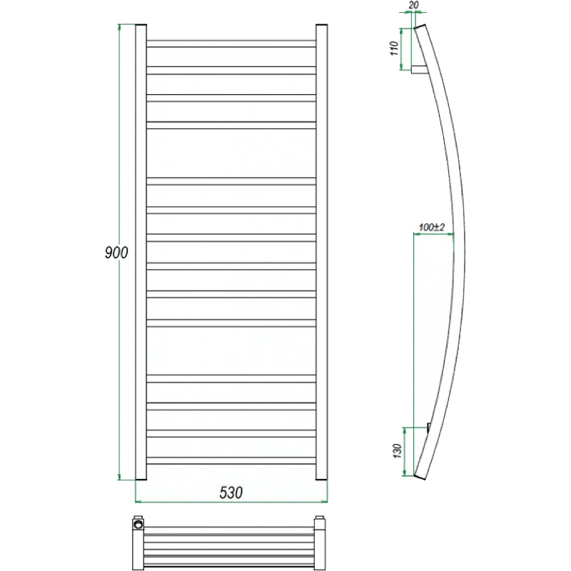 Водяной полотенцесушитель Grota Primo 530х900 Хром от магазина ЛесКонПром.ру