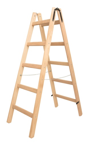 Стремянка двухсторонняя деревянная с перекладинами Hoz-Block Маляр 2х5 ступеней (арт. СДДМ-5) от магазина ЛесКонПром.ру
