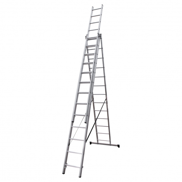 Лестница алюминиевая трехсекционная Новая Высота 13 ступеней от магазина ЛесКонПром.ру