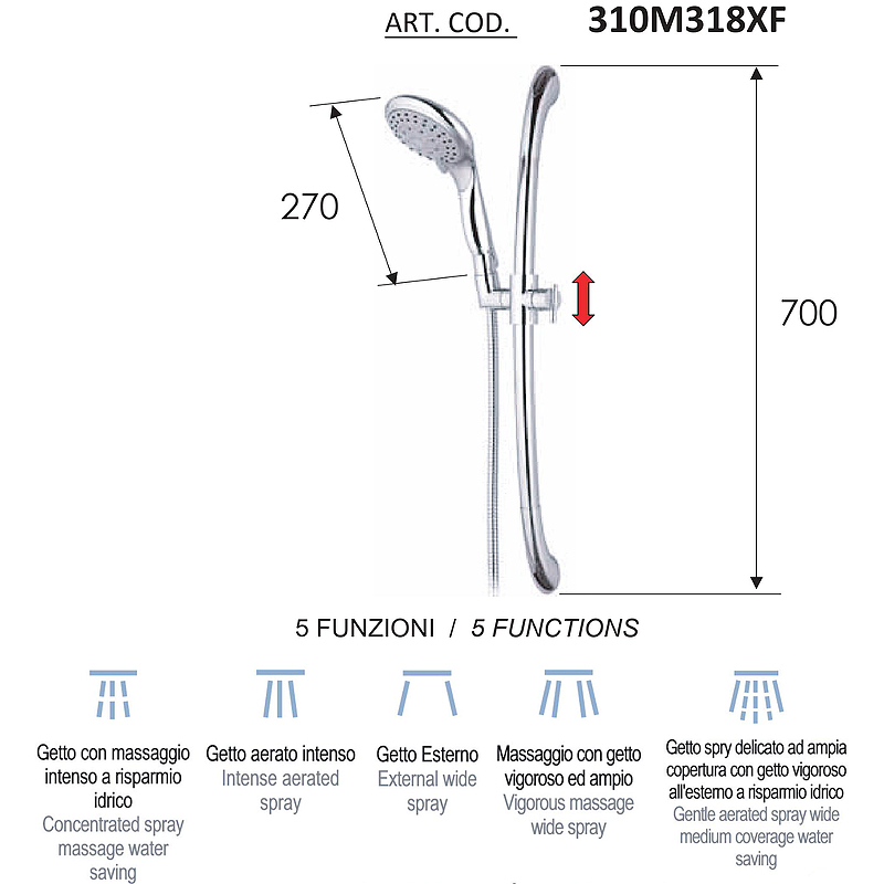 Душевой гарнитур Remer 310M318XF Хром от магазина ЛесКонПром.ру