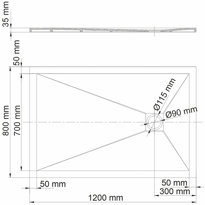 Душевой поддон из искусственного камня WasserKRAFT Dill 120x80 61T06 Черный матовый от магазина ЛесКонПром.ру