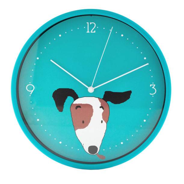 Часы настенные круглые Щенок d25 см бирюзовые от магазина ЛесКонПром.ру