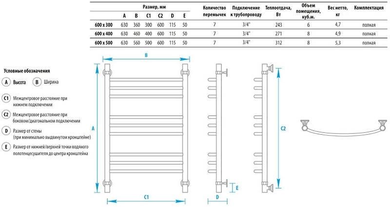 Водяной полотенцесушитель Energy Prestige 600x300 EWTR0PRES0603000000 Хром от магазина ЛесКонПром.ру