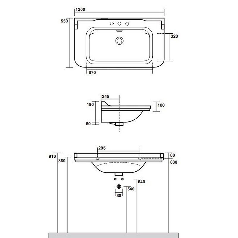 Раковина Kerasan Waldorf 120 4144K1bi/cr*3 Белая от магазина ЛесКонПром.ру