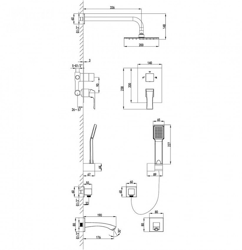 Душевая система Lemark Unit LM4522C Хром от магазина ЛесКонПром.ру