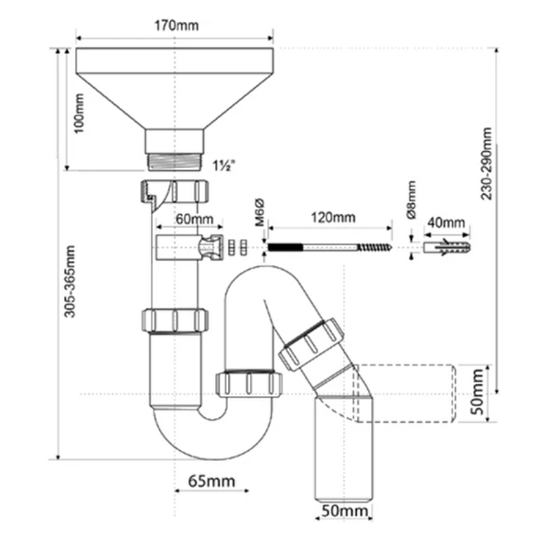 Сифон для кухонной мойки McAlpine HC8-FUN Белый от магазина ЛесКонПром.ру
