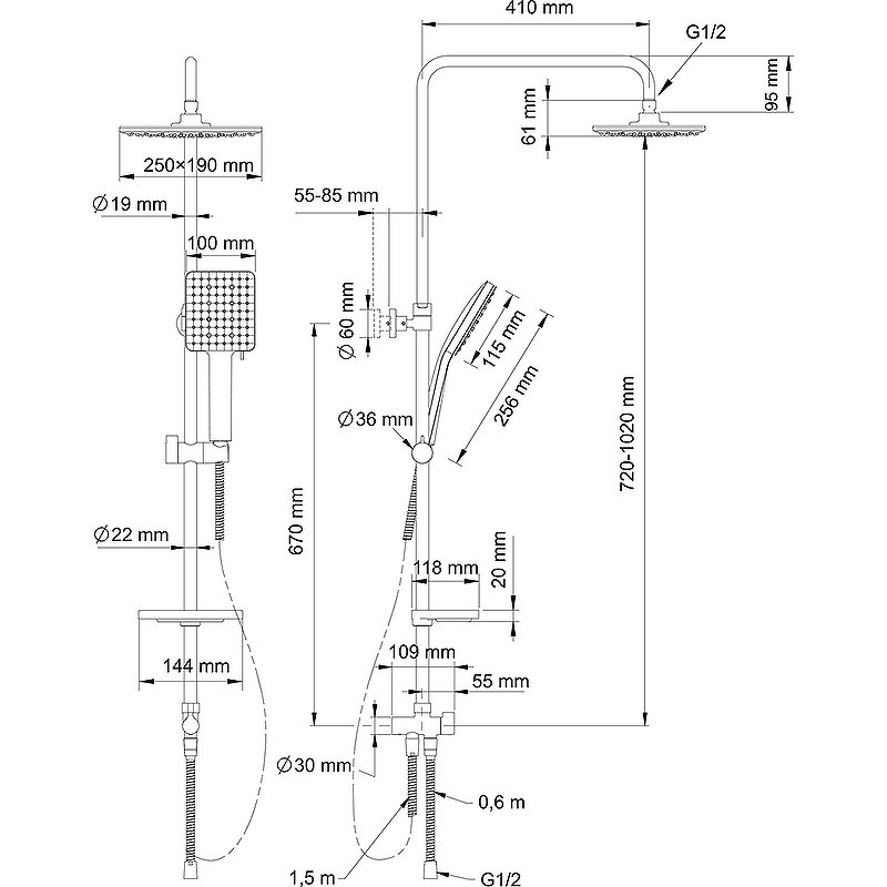 Душевая система Swedbe Calypso 5077 Хром от магазина ЛесКонПром.ру