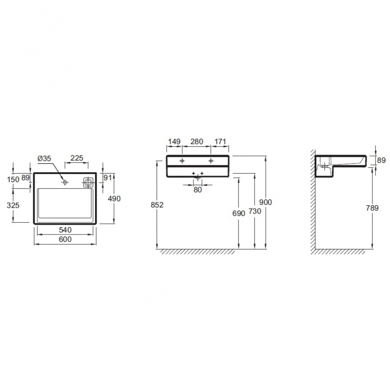 Раковина Jacob Delafon Terrace 60 EXE9112-00 с подсветкой от магазина ЛесКонПром.ру