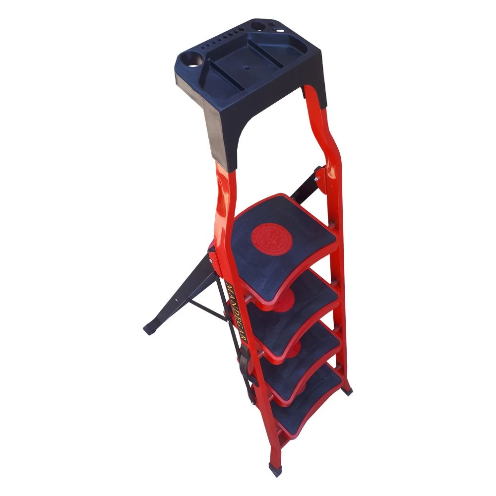 Стремянка стальная с 7 широкими ступенями SAMA зеленого цвета (арт.S-7З) от магазина ЛесКонПром.ру