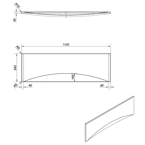 Панель для ванны Cersanit Virgo 150 см от магазина ЛесКонПром.ру