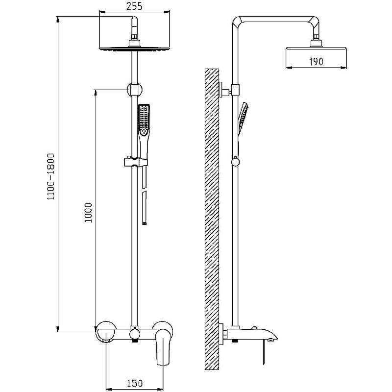 Душевая система ESKO ST200Black Черная матовая от магазина ЛесКонПром.ру