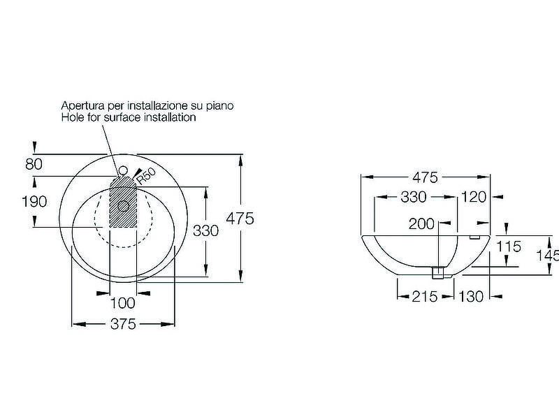 Раковина Hatria Happy Hour 47 Y0M601 Белая от магазина ЛесКонПром.ру