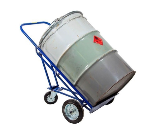 Бочковоз. Тележка для перевозки металлических бочек с фиксацией ремнём КБ 2 без колёс 1200х970х760 RUSKLAD Комплект колес литых Ø250 мм (2шт) + Ø 160 мм (1шт) от магазина ЛесКонПром.ру