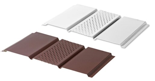 Софит металлический с центральной перфорацией Aquasystem 303х3000 мм медь от магазина ЛесКонПром.ру