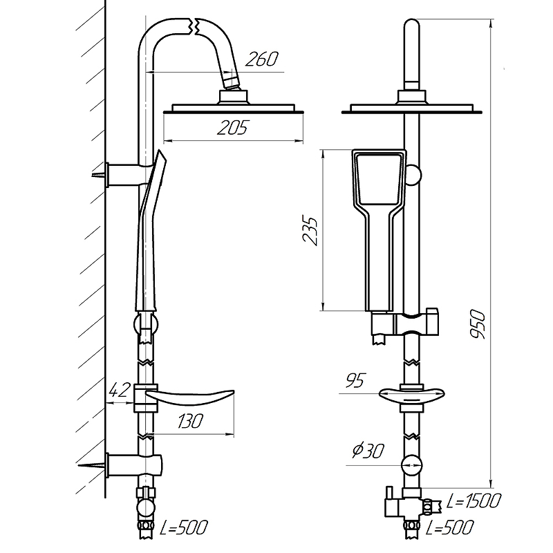 Душевая система Сантаком StOmega 1702 Хром от магазина ЛесКонПром.ру