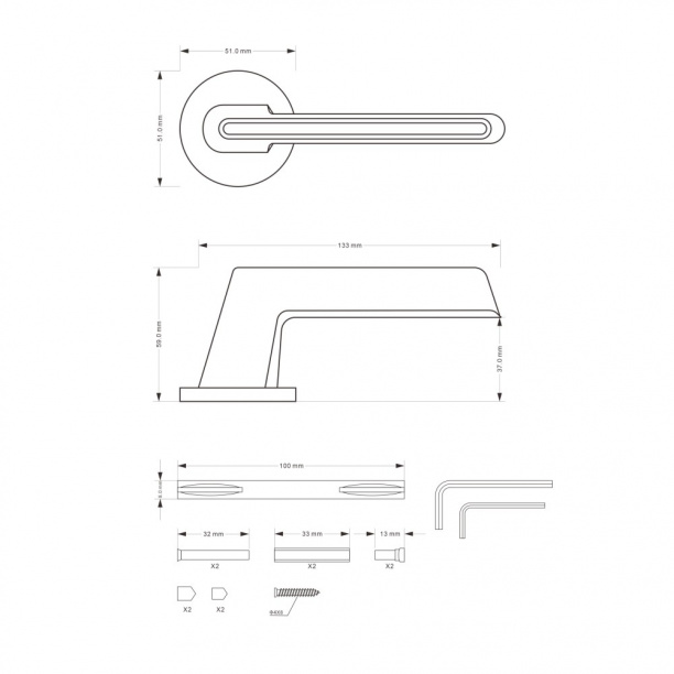 Ручки дверные NEODECO Venus EZ хром от магазина ЛесКонПром.ру