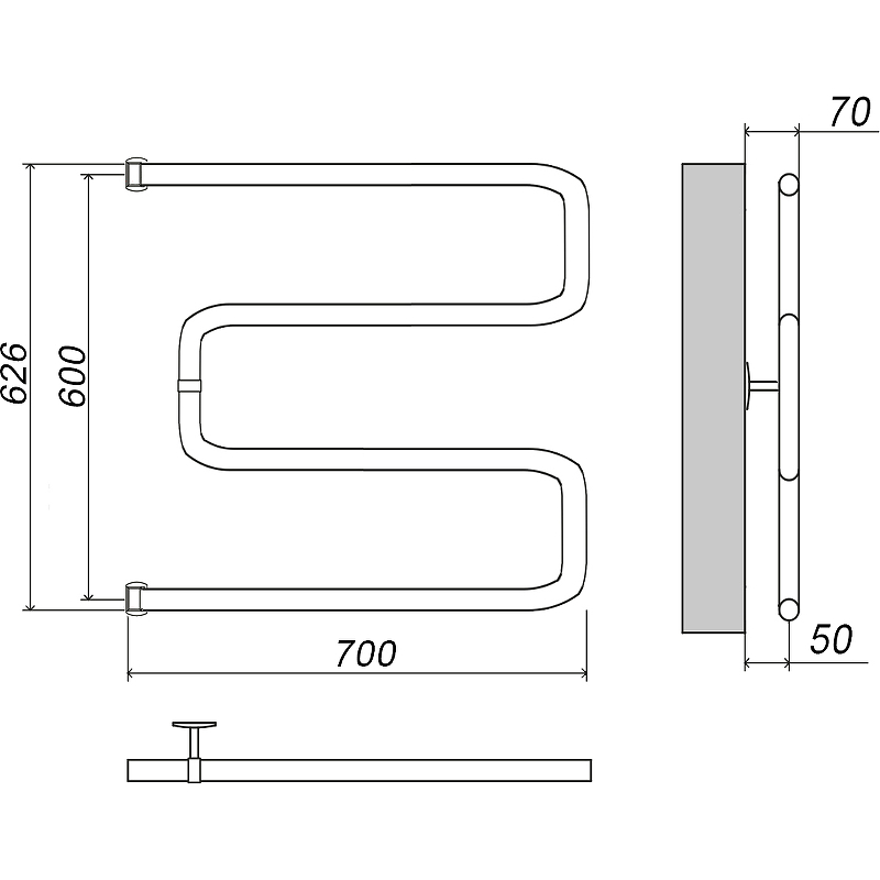 Водяной полотенцесушитель Grota Kamelo 600х700 Хром от магазина ЛесКонПром.ру