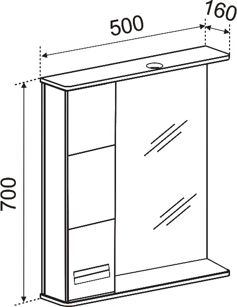 Зеркало Emmy Монтана 50 L, с подсветкой от магазина ЛесКонПром.ру