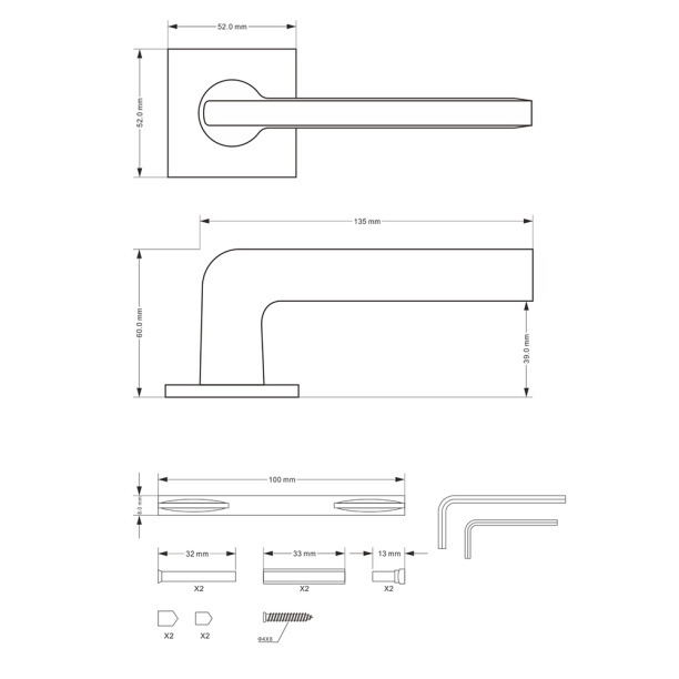 Ручки дверные NEODECO Earth EN никель от магазина ЛесКонПром.ру