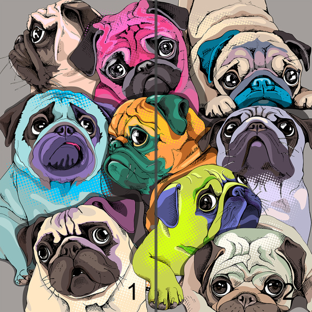 Фотообои флизелиновые Мопсы 200х200 см от магазина ЛесКонПром.ру