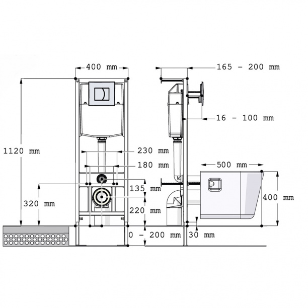 Инсталляция для унитаза DI 2-X без кнопки от магазина ЛесКонПром.ру