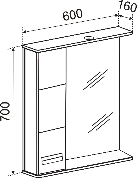 Зеркало Emmy Монтана 60 L, с подсветкой от магазина ЛесКонПром.ру
