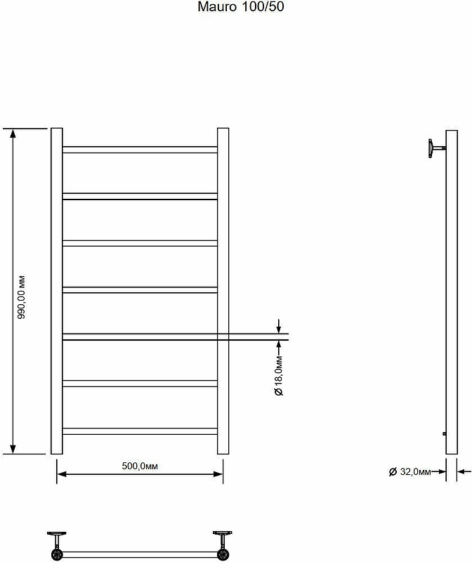 Водяной полотенцесушитель Aquanet Mauro 100x50 282318 Хром от магазина ЛесКонПром.ру