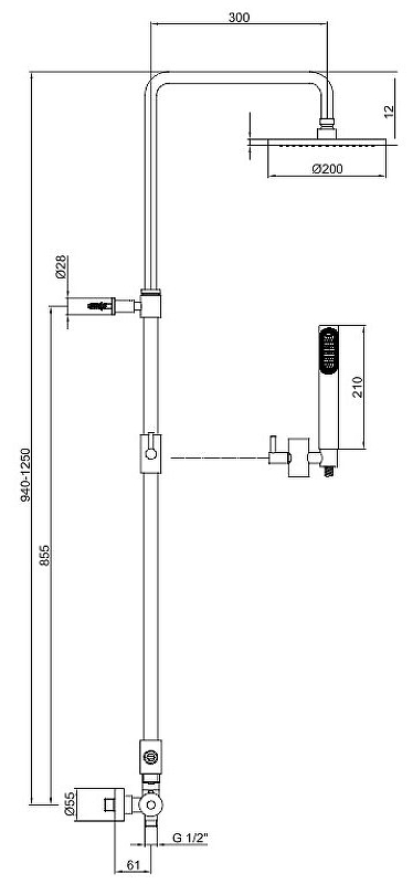 Душевая система Webert Elio EL870105015PVC Хром от магазина ЛесКонПром.ру