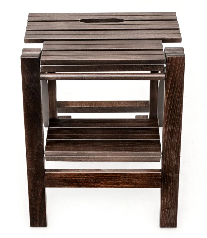 Стремянка-табурет деревянная с широкими ступенями Hoz-Block Микки 2 ступени Черная (арт. СДМТ-2Ч) от магазина ЛесКонПром.ру