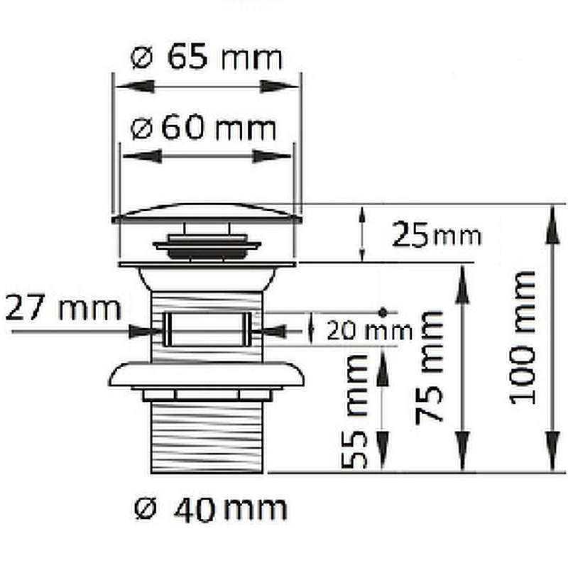 Донный клапан CeramaLux RD001 с переливом от магазина ЛесКонПром.ру