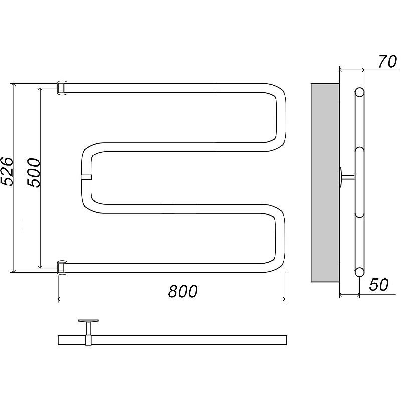 Водяной полотенцесушитель Grota Kamelo 500х800 Хром от магазина ЛесКонПром.ру