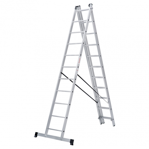 Лестница трехсекционная Новая Высота алюминиевая 11 ступеней от магазина ЛесКонПром.ру