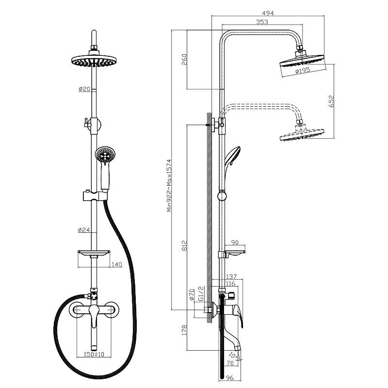 Душевая система Rossinka A35-46 Хром от магазина ЛесКонПром.ру