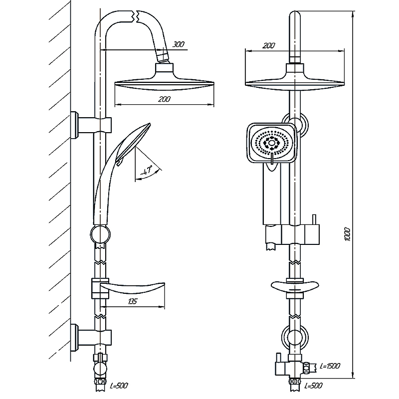 Душевая система Сантаком StOmega 1701 Хром от магазина ЛесКонПром.ру