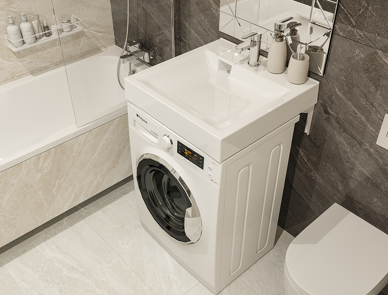 Раковина Paola Siena 60x60 на стиральную машину Белая глянцевая от магазина ЛесКонПром.ру