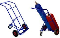 Тележка для перевозки двух баллона с фиксацией ремнем ГБ -2  1413х790 RUSKLAD  Комплект колес литых Ø250 мм (2шт) + Ø 160 мм (1шт) от магазина ЛесКонПром.ру