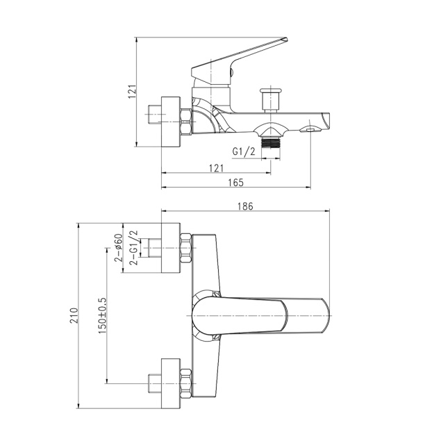 Смеситель для ванны VIDIMA Technik от магазина ЛесКонПром.ру