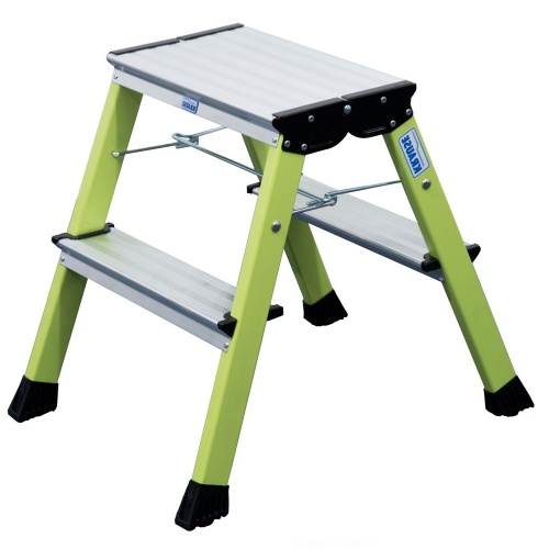 Стремянка алюминиевая двухсторонняя Krause Rolly 2х2 ступени зелёная (арт.130143) от магазина ЛесКонПром.ру