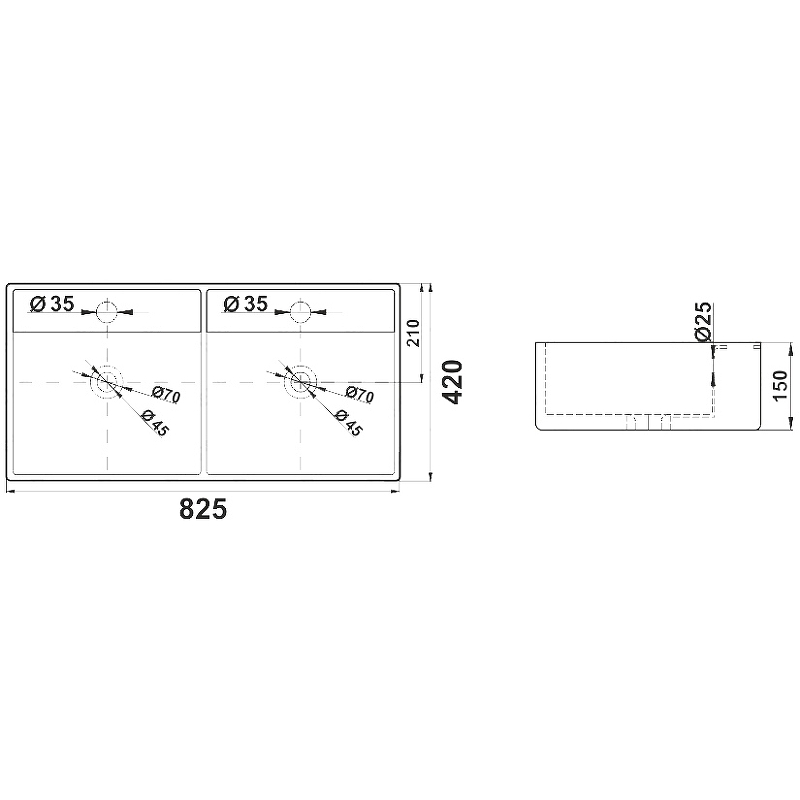 Раковина Melana 83 MLN-7063BDB двойная Белая от магазина ЛесКонПром.ру