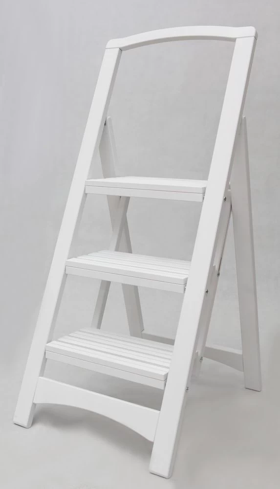 Стремянка деревянная с широкими ступенями Hoz-Block Микки 3 ступени Белая (арт. СДМ-3Б) от магазина ЛесКонПром.ру