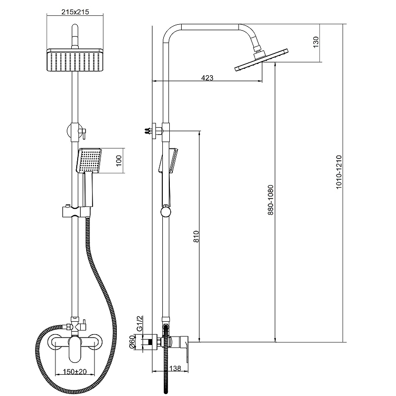 Душевая система Bond B01-8400 Хром от магазина ЛесКонПром.ру