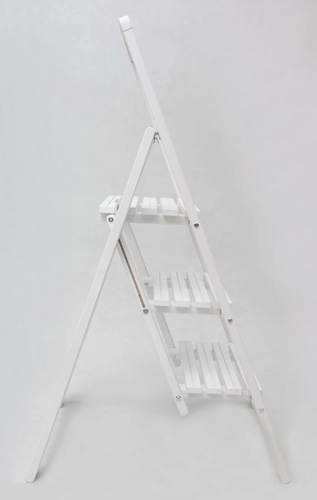 Стремянка деревянная с широкими ступенями Hoz-Block Микки 3 ступени Белая (арт. СДМ-3Б) от магазина ЛесКонПром.ру