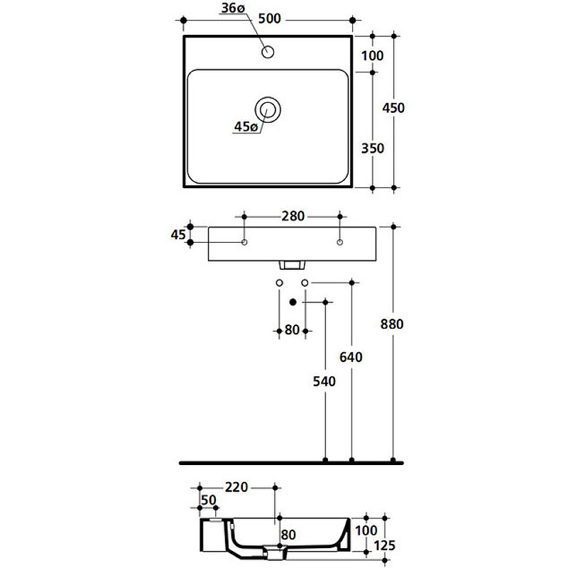 Раковина Kerasan Cento 50 353001*1 Белая от магазина ЛесКонПром.ру