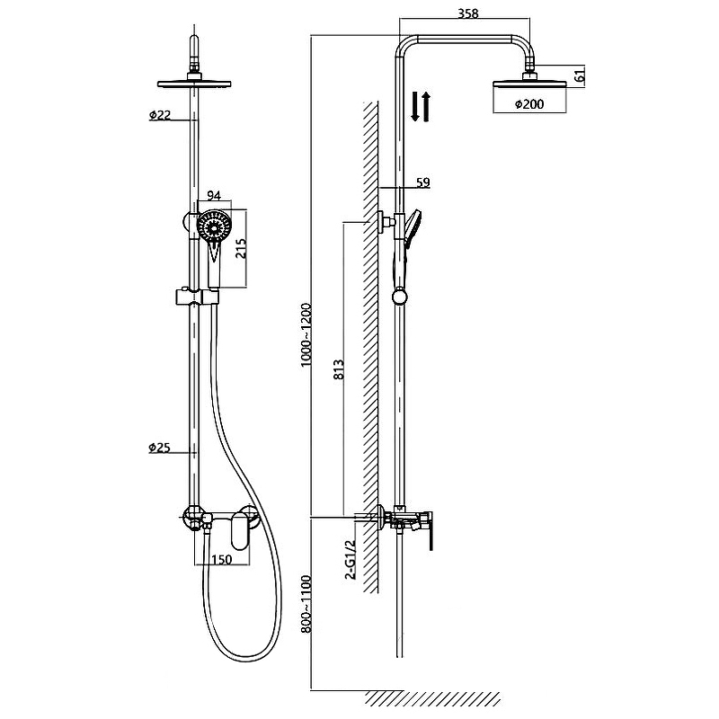 Душевая система Groneo G G24125 Хром от магазина ЛесКонПром.ру