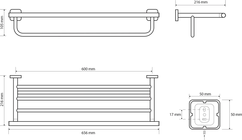 Полка Bemeta Tasi 154105262 для полотенец от магазина ЛесКонПром.ру