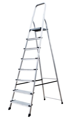 Стремянка алюминиевая с широкой ступенью Новая Высота 8 ступеней (арт. 2117108) от магазина ЛесКонПром.ру