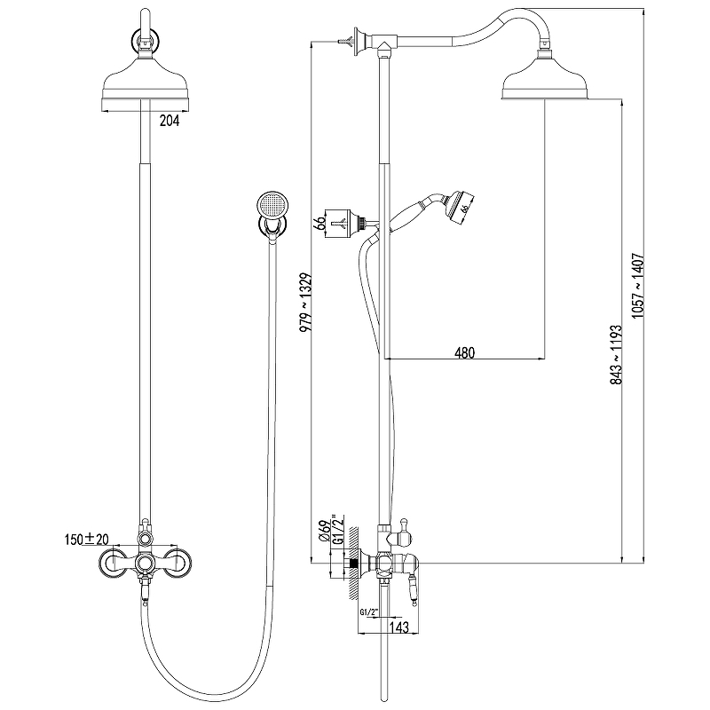 Душевая система Lemark Villa LM4860B Бронза от магазина ЛесКонПром.ру