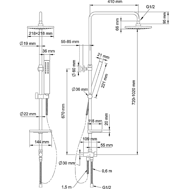 Душевая система Swedbe Calypso 5067 Хром от магазина ЛесКонПром.ру