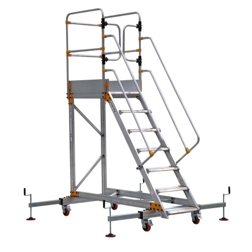 Алюминиевая промышленная платформа 7 ступеней CAGSAN односторонняя со стабилизаторами (арт.EPL1750) от магазина ЛесКонПром.ру