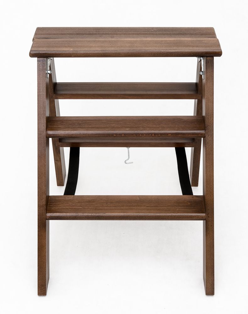 Стремянка двухсторонняя деревянная Hoz-Block Марк 3 ступени Венге (арт. ДДС-3В) от магазина ЛесКонПром.ру